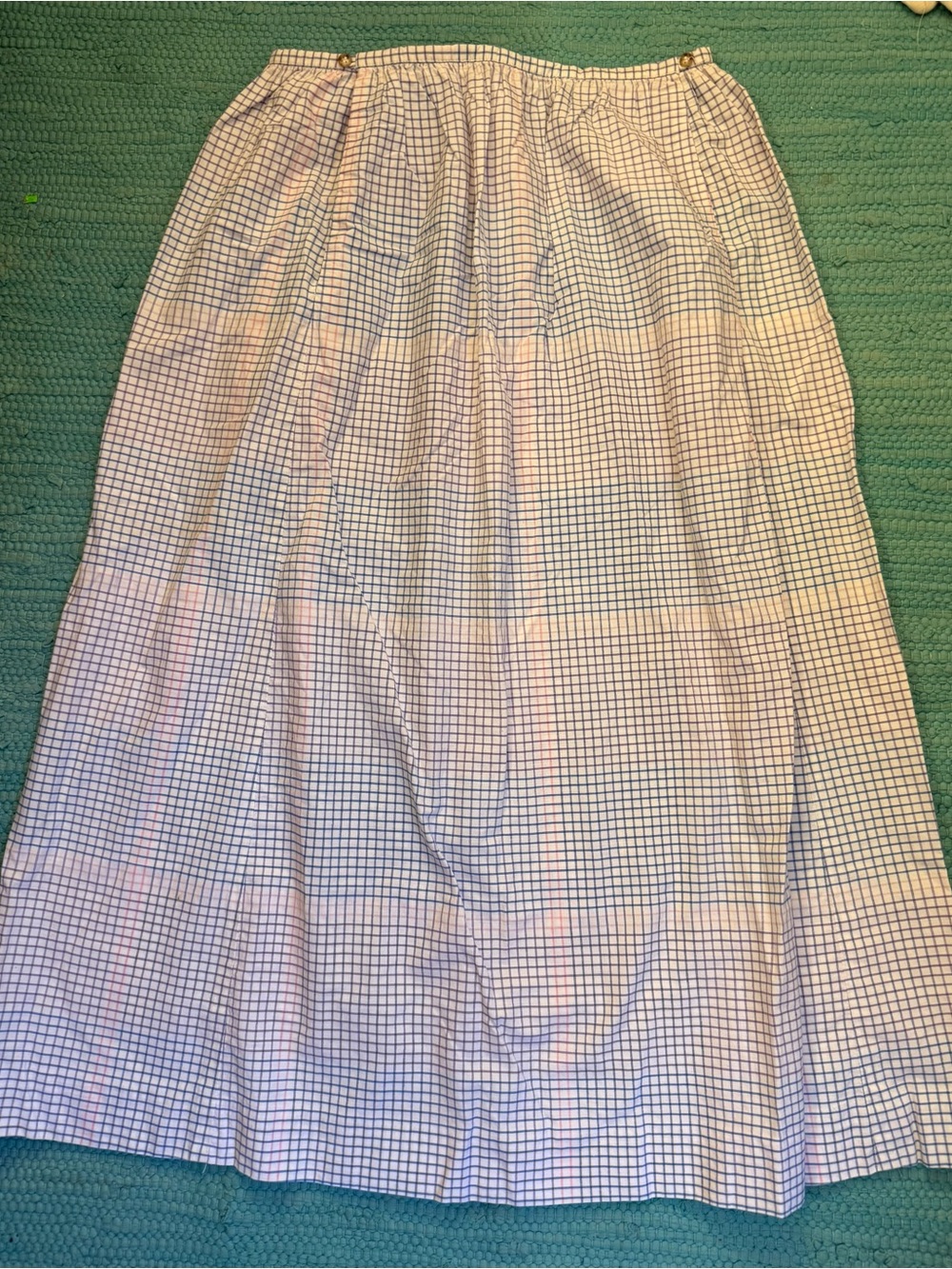 Vintage SKYR Sportswear USA Plaid Midi Skirt w Pockets Blue Pink White Size 8